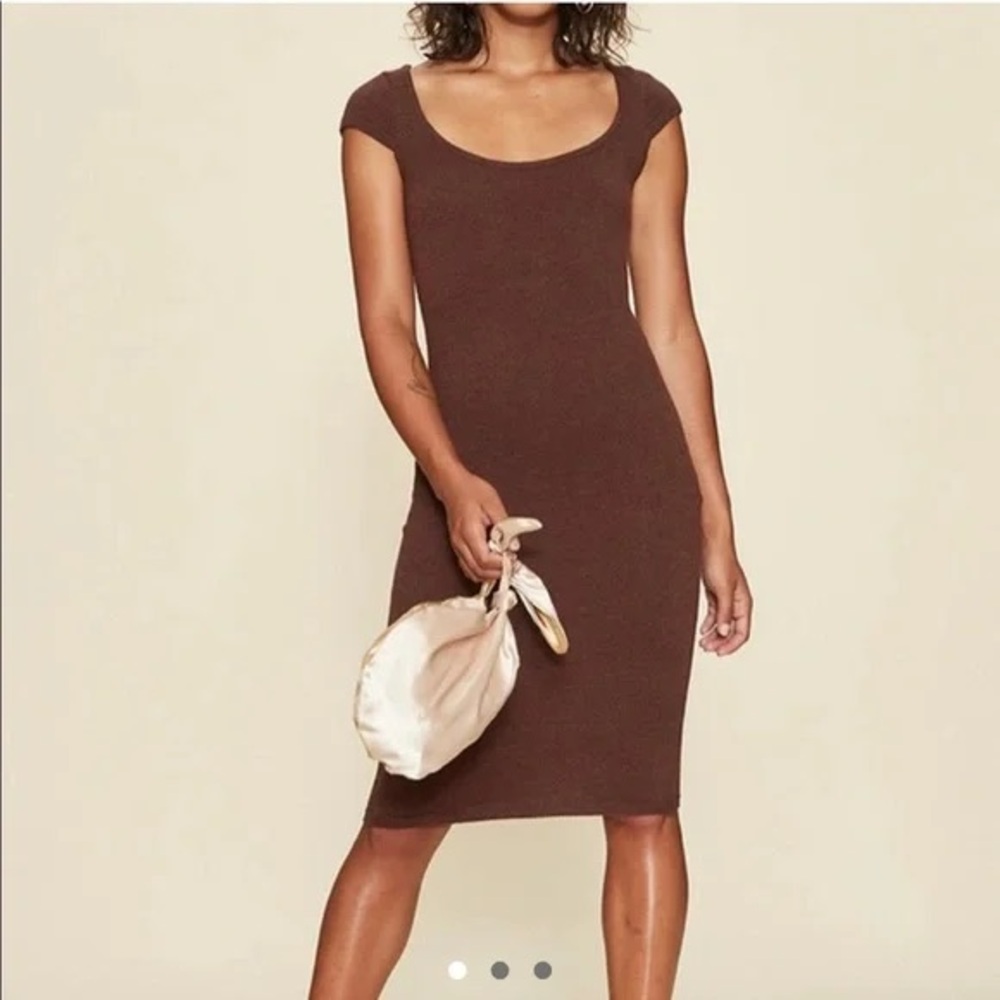 LPA Dark brown Sweater Dress Cap Sleeve Midi‎ Size Large